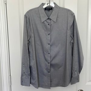 Jones New York | Bluish-Grey Button-Up Blouse | sz. L